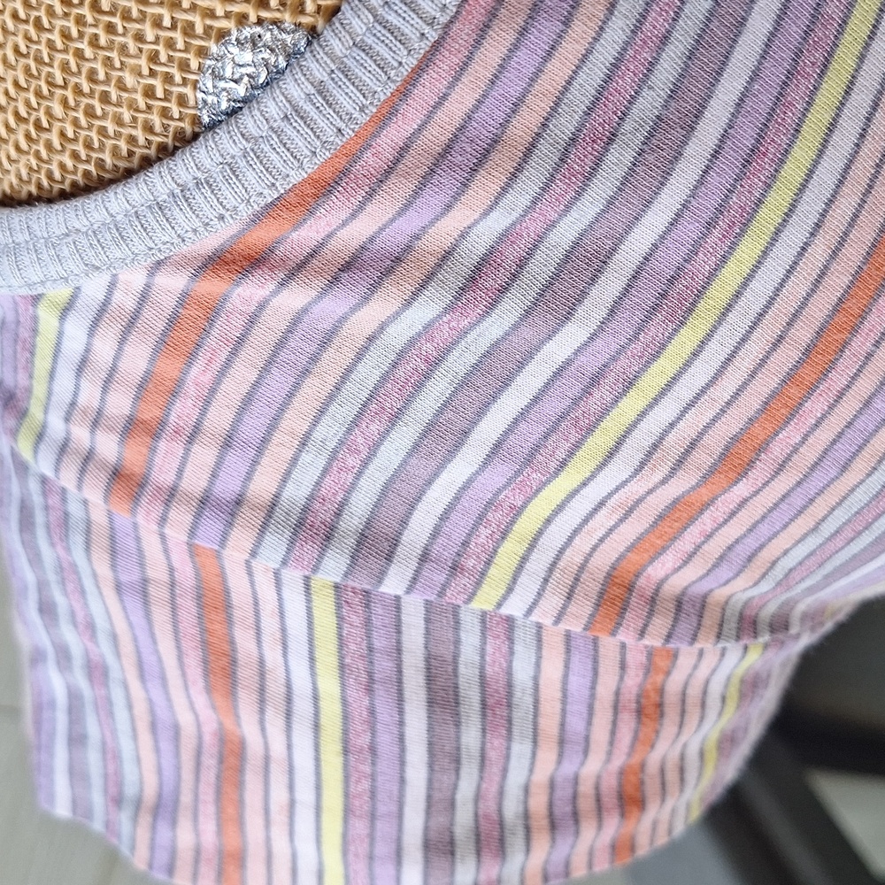Y2k Marc By Marc Jacobs Pieced Tiered Rainbow Stripe Short Sleeve Muscle T Sz S - Picture 6 of 10